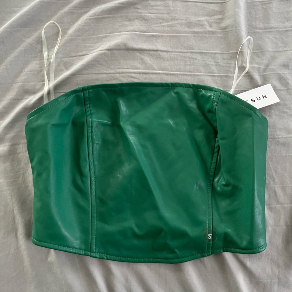 Kendall & Kylie Emerald Green Strapless Bustier Top